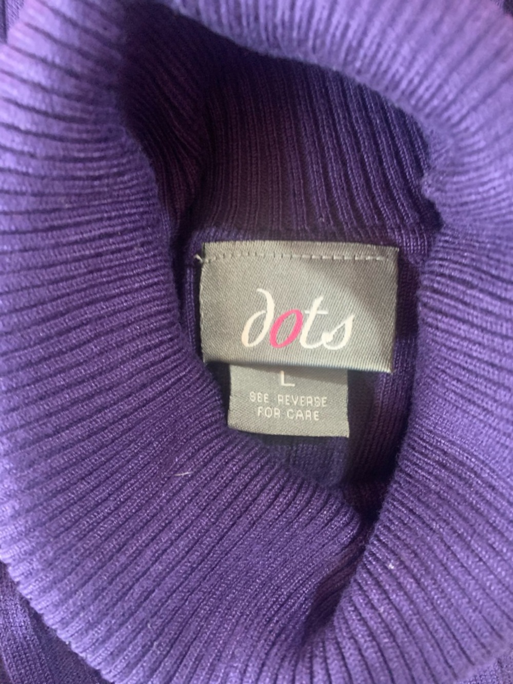 Dots Purple Rib-Knit Turtleneck - Picture 2 of 3